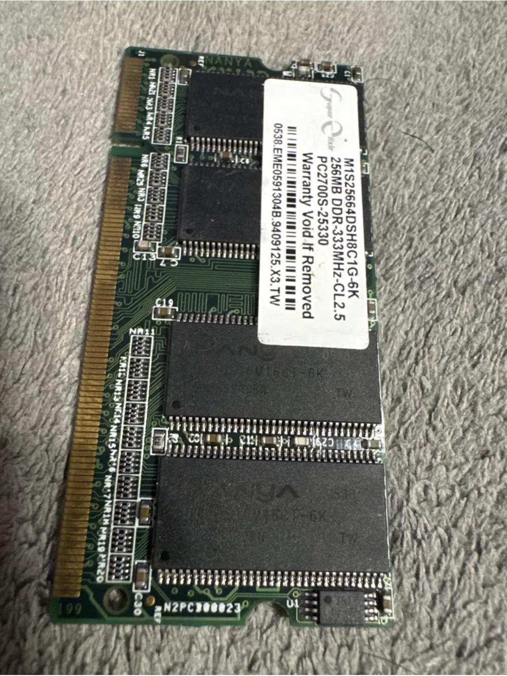 Super Talent 256MB DDR SO-DIMM, PC2700 (333MHz), CL2.5
